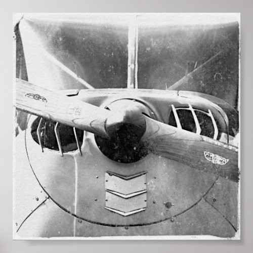 Airplane Propeller BW Poster