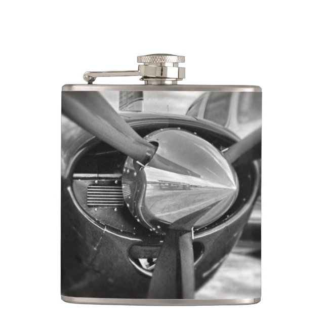Airplane propeller Black and White Flask (Front)