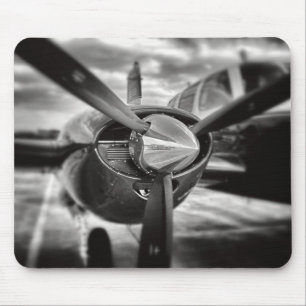 Airplane propeller Black and White Mouse Pad