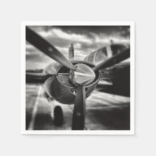 Airplane propeller Black and White Napkins