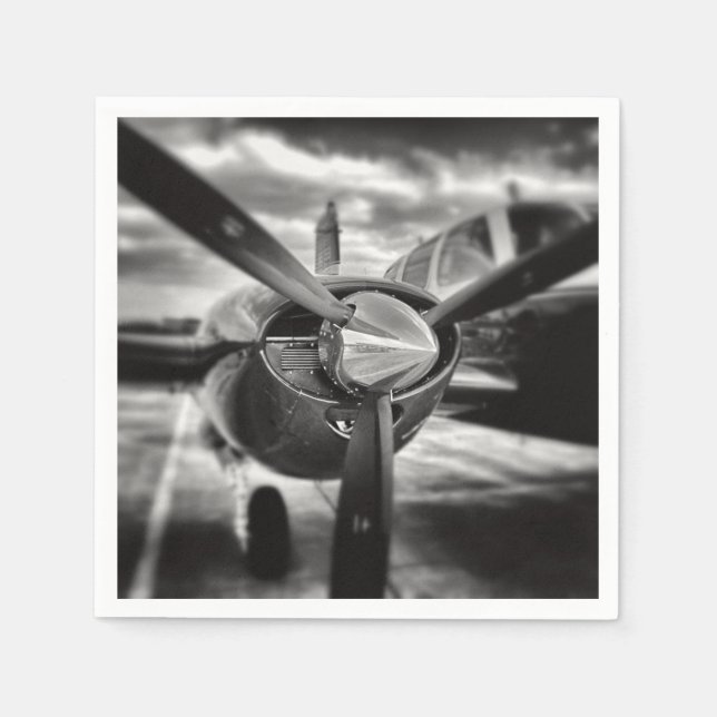 Airplane propeller Black and White Napkins (Front)