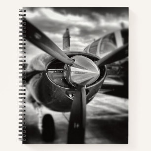 Airplane propeller Black and White Notebook
