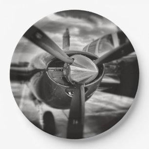 Airplane propeller Black and White Paper Plates