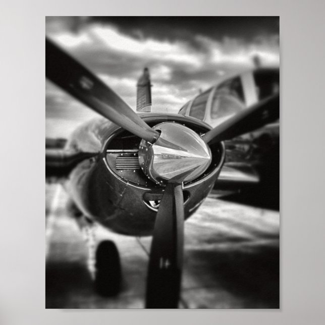 Airplane propeller Black and White Poster (Front)