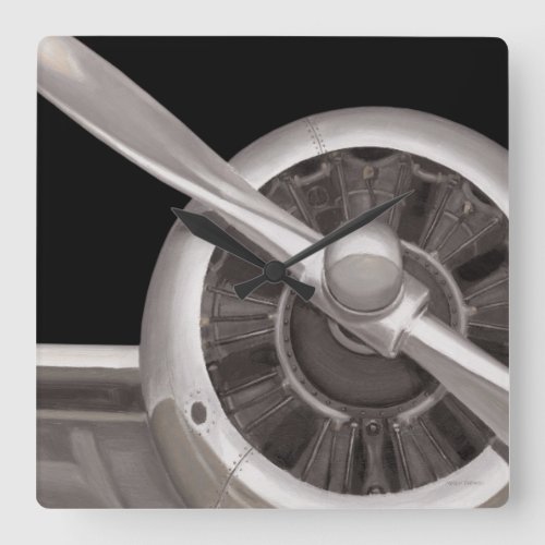 Airplane Propeller Closeup Square Wall Clock