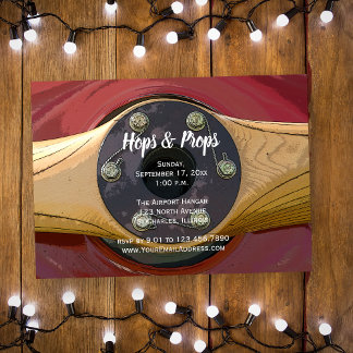 Airplane Propeller Hops and Props Hangar Party Invitation
