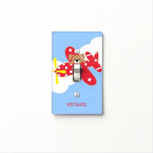 Airplane Puppy Dog Personalized Light Switch Cover