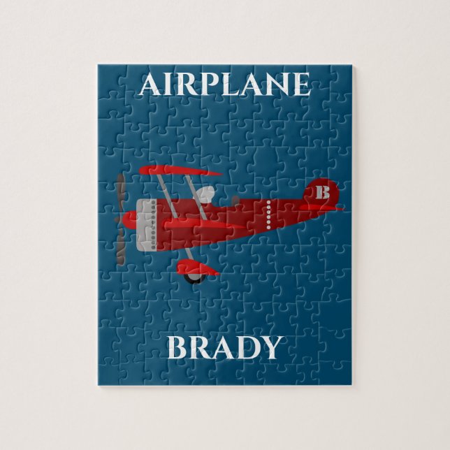 Airplane puzzle with personalized name. (Vertical)
