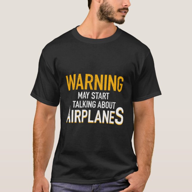 Airplane Rc Pilot Flying Warning Airplanes T-Shirt (Front)
