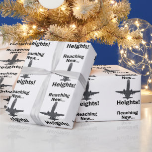 Airplane Reaching New Heights Inspirational Quote Wrapping Paper