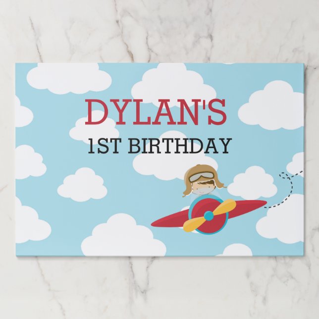 Airplane Red Cloud Pilot Boys Birthday Placemat (Front)