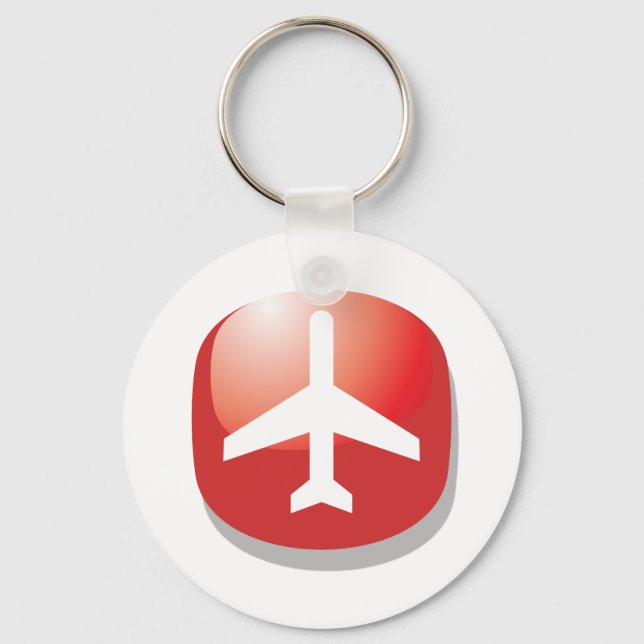 Airplane Red Easy Button Keychain (Front)