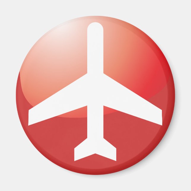 Airplane Red Easy Button Magnet (Front)