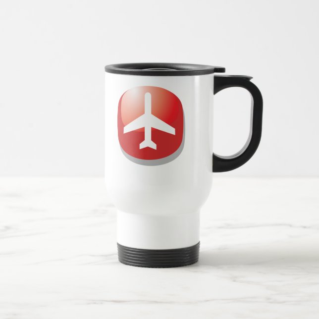 Airplane Red Easy Button Travel Mug (Right)
