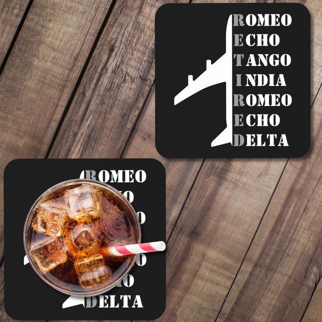 Airplane Retired Nato Phonetic Alphabet Aviation Beverage Coaster (Creator Uploaded)