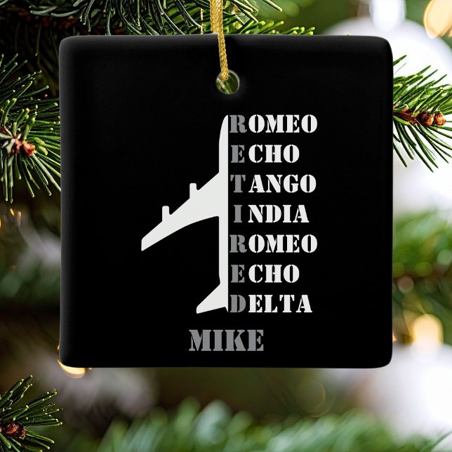 Airplane Retired Nato Phonetic Alphabet Aviation Ceramic Ornament (Creator Uploaded)