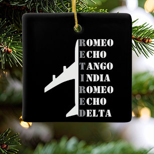 Airplane Retired Nato Phonetic Alphabet Aviation Ceramic Ornament