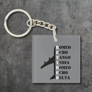 Airplane Retired Nato Phonetic Alphabet Aviation Keychain