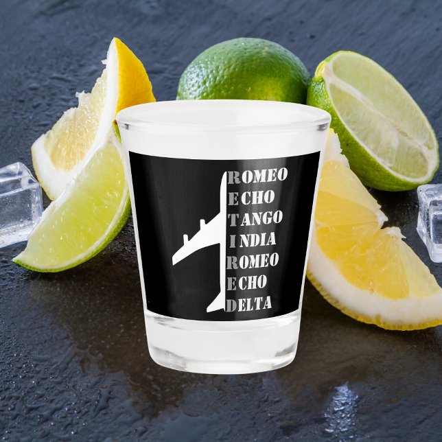 Airplane Retired Nato Phonetic Alphabet Aviation Shot Glass (Creator Uploaded)