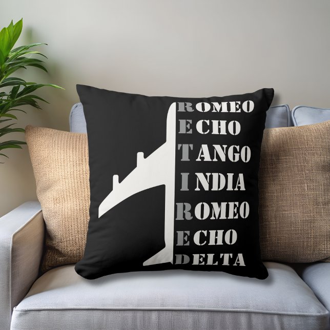 Airplane Retired Nato Phonetic Alphabet Aviation Throw Pillow (Creator Uploaded)