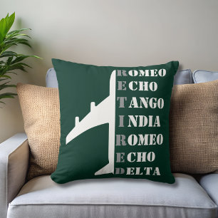 Airplane Retired Nato Phonetic Alphabet Aviation Throw Pillow