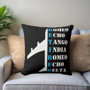 Airplane Retired Nato Phonetic Alphabet Aviation Throw Pillow