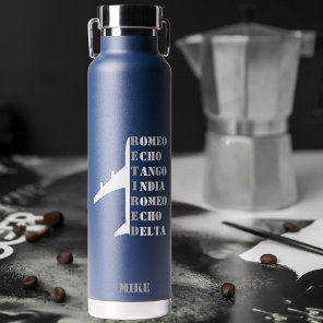Airplane Retired Nato Phonetic Alphabet Aviation Water Bottle