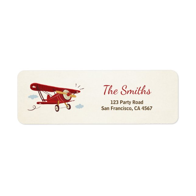 Airplane Return Address Label Plane Adventure (Front)