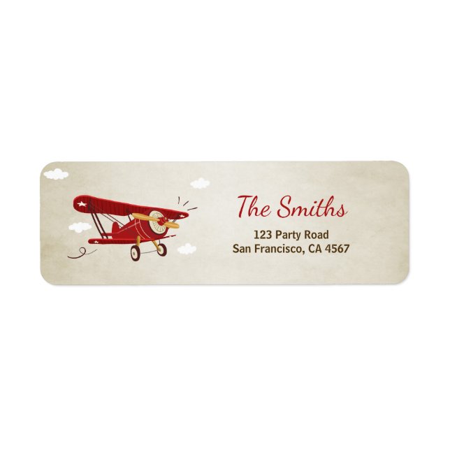 Airplane Return Address Label Plane Adventure (Front)