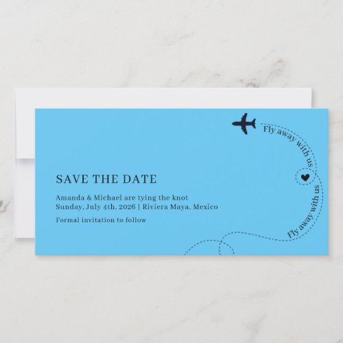 Airplane Route Destination Wedding DIY Color Save The Date