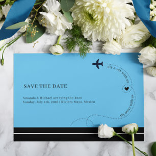 Airplane Route Destination Wedding Photo Announcement Postcard