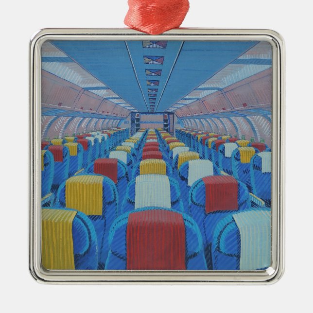 Airplane Seats (by Gregorio Undurraga) Metal Ornament (Front)