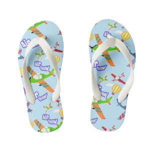 Airplane Show Blue Kid's Flip Flops