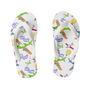Airplane Show White Kid's Flip Flops