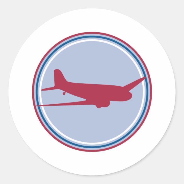 airplane silhouette classic round sticker (Front)