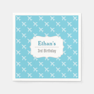 Airplane Silhouette Pattern Birthday Party Paper Napkins