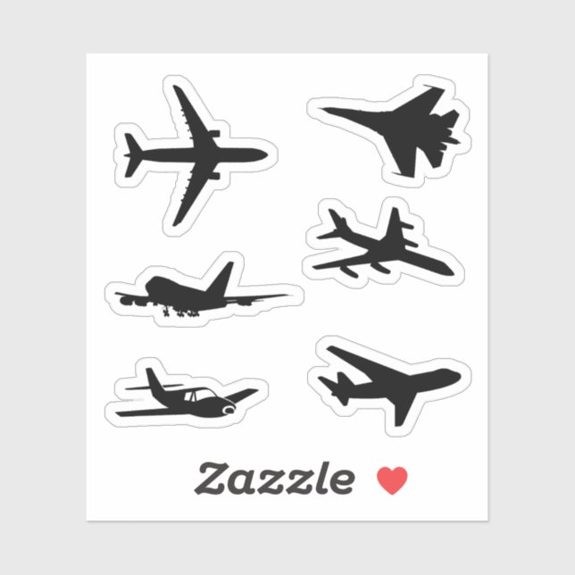 Airplane Silhouette Stickers (Sheet)