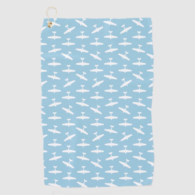 Airplane Silhouettes Design Antique Vintage Planes Golf Towel (Front)