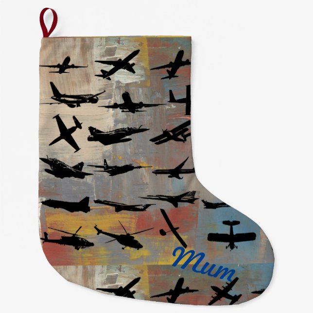  Airplane silhouettes small christmas stocking (Front)