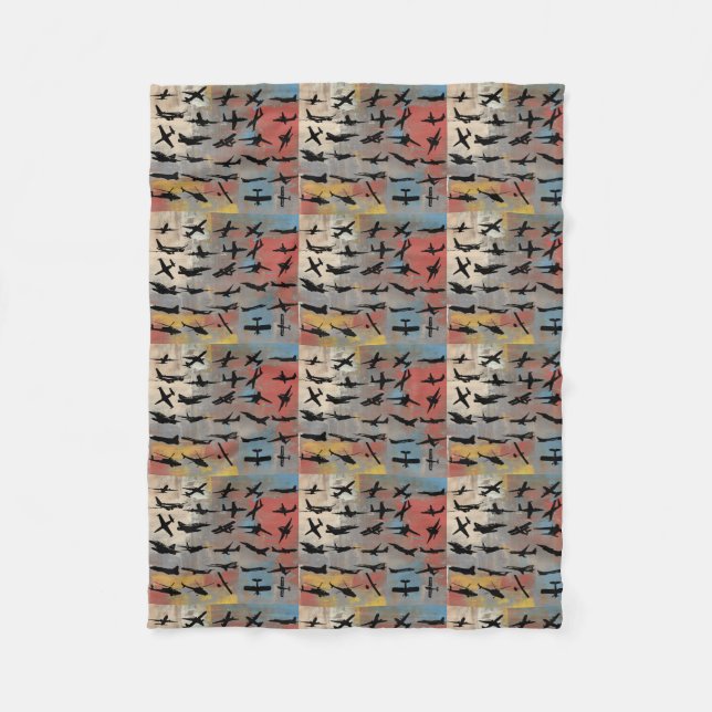 Airplane silhouetts fleece blanket (Front)