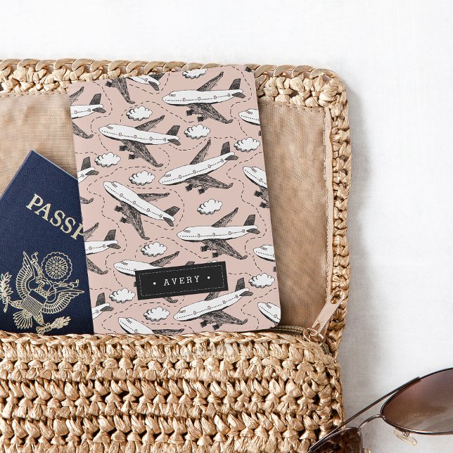 Airplane Sketch Personalized Passport Holder (Creator Uploaded)