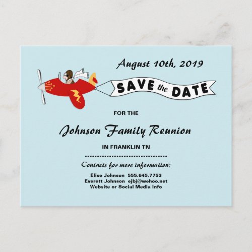 Airplane Sky Banner Family Reunion Save the Date Announcement Postcard