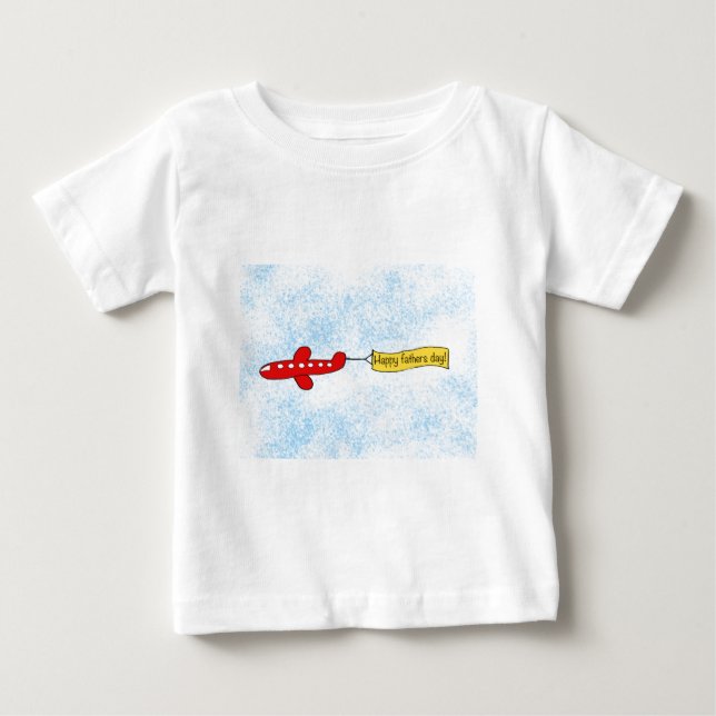 Airplane sky banner 'Happy Fathers Day' Cartoon Baby T-Shirt (Front)