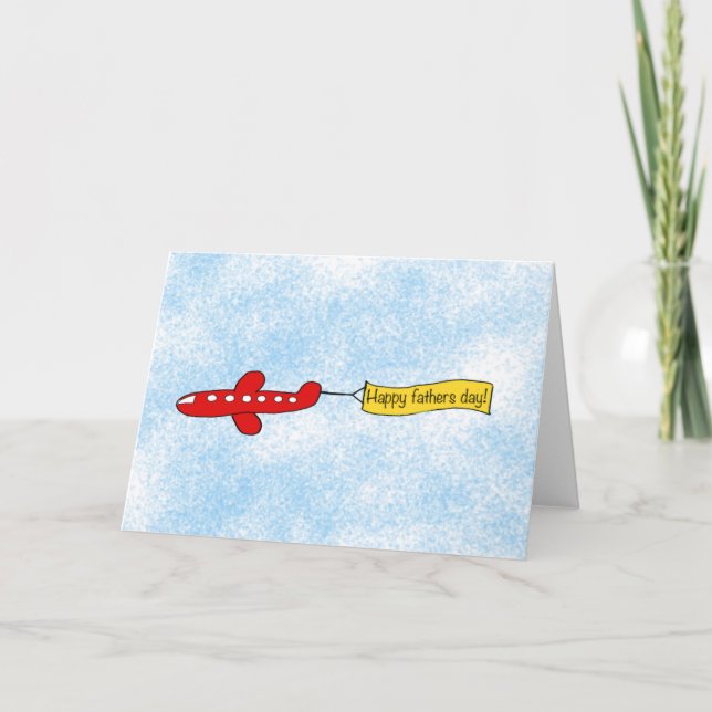 Airplane sky banner 'Happy Fathers Day' Cartoon Card (Front)