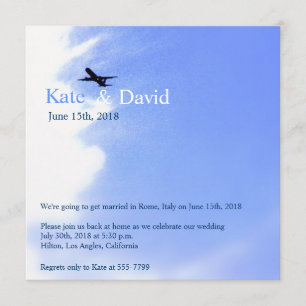 Airplane Sky Destination Wedding Custom Invitation