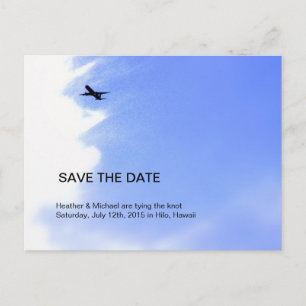 Airplane Sky Destination Wedding Save The Date Announcement Postcard
