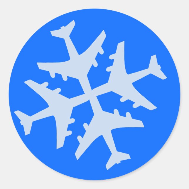 Airplane Snowflake Classic Round Sticker (Front)
