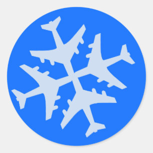 Airplane Snowflake Classic Round Sticker