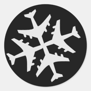 Airplane Snowflake Classic Round Sticker
