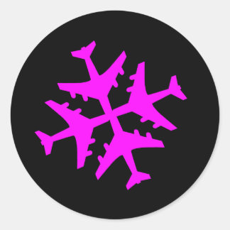Airplane Snowflake Classic Round Sticker